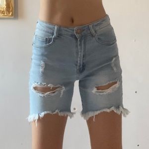 distressed raw hem Bermuda shorts